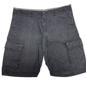 ROUTE 66 Cargo Shorts Mens Size 40 Dark Grey Herringbone‎ Snap Pockets Durable